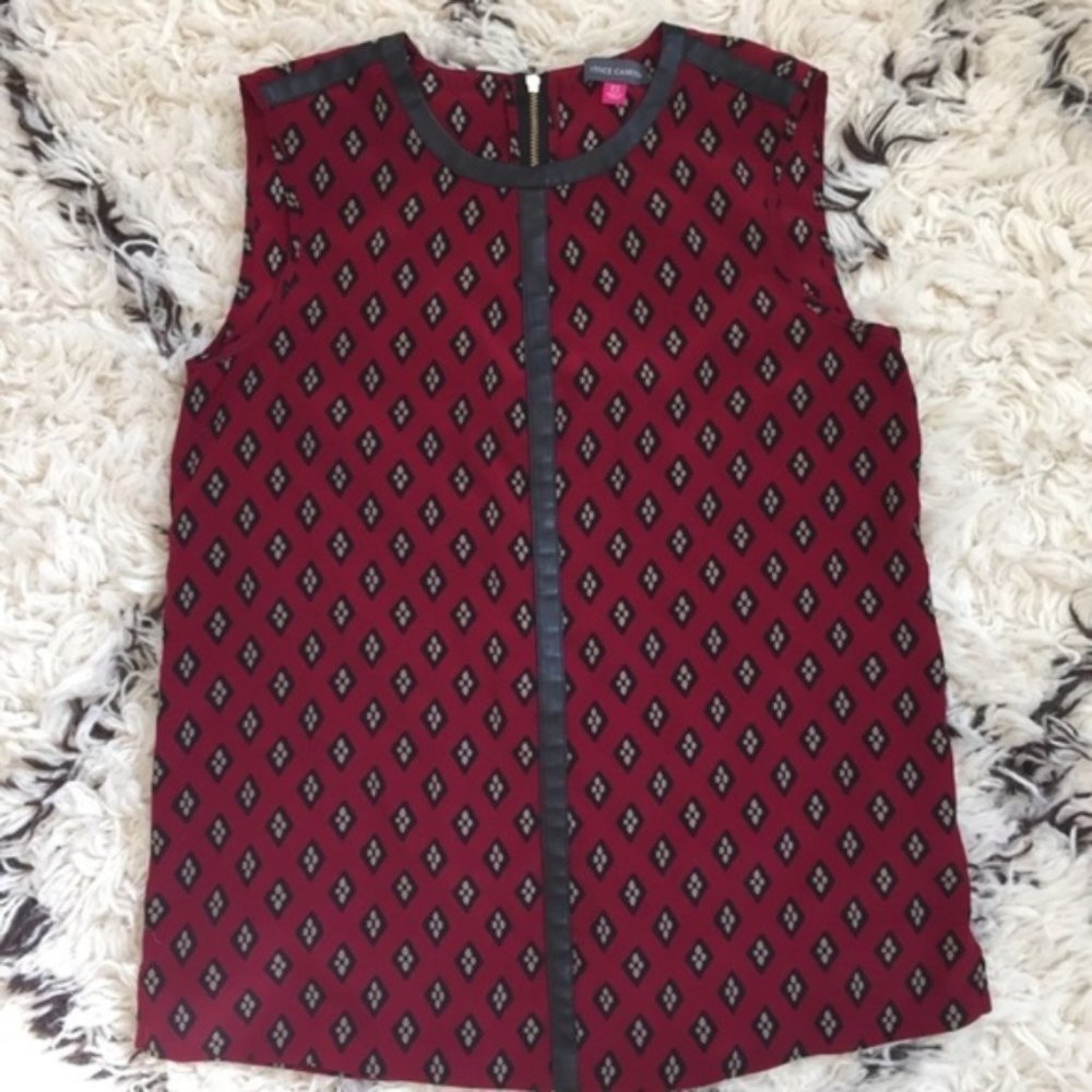 Vince Camuto Sleeveless Top with Faux Leather Trim